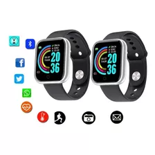 2pcs Y68 Smart Watch Hombres Mujeres Plateado Y Negro