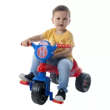 Triciclo Velotrol Infantil Motoca Com Haste Cor Azul Com Vermelho