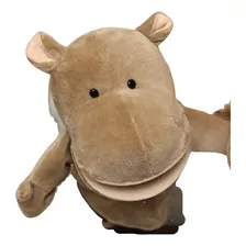 Fantoche Hipopótamo Boneco Pelúcia Mão Teatro Animais 25cm