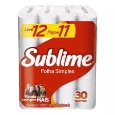 Papel Higienico Folha Simples Sublime 12 Rolos Rende Muito