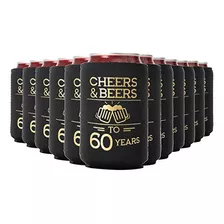 Funda De Cerveza 60 Años, Set De 12, Negra Y Dorada, Para