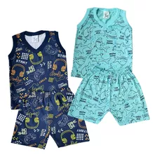 Kit Com 2 Pijamas Infantil Calor Verão Menino Dormir 201168