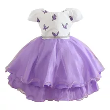 Vestido Infantil Lilas Borboletas Jardim Encantado Oferta!