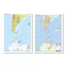 Mapa Mural Argentina Bicontinental Doble Faz Mudo 95x130cm