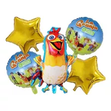 Pack 5 Globos Metalizados Gallo Bartolito De Granja De Zenon