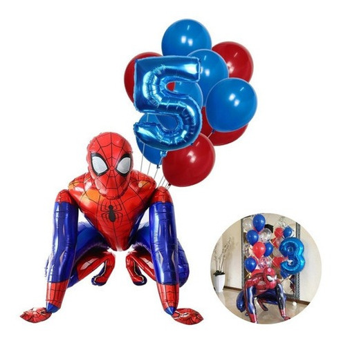 Balão Bexiga Aniversario Homem Aranha Grande Metalizado 10un