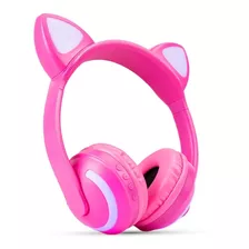 Fone De Ouvido Orelha Gato Led Com 7 Cores Luz Headphone