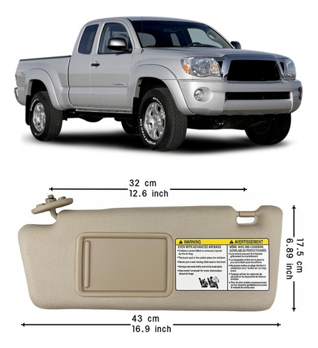 Par De Viseras Beige Para Toyota Tacoma 2005-2012 Foto 2