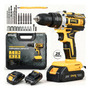 Parafusadeira Furadeira Sparkbr 2 Baterias 21v + Maleta Com Acessórios Kit Completo Led Eixo Flexível 2 Níveis Velocidade Torque Amarelo 127/220v 50/60 Hz