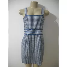 Vestido Xadrez Endless Azul Branco P 38 Usado Bom Estado