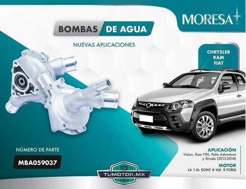 Bomba Agua Fiat Palio 1.6 2013-2017 Ram 700 15-17 Vision  Foto 2