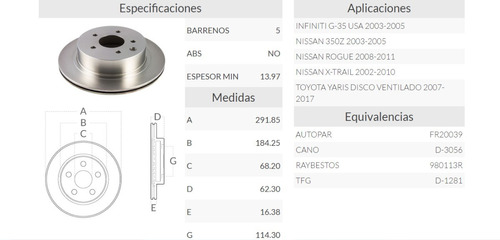 Par De Discos Trasero De Freno Infiniti G-35 Usa 03-05 Foto 2