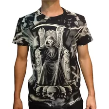 Remera Calavera San La Muerte - Estampa Full Toda La Prenda