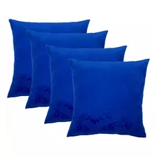 Kit Capas De Almofadas Decorativas 4 Peças Cores Lisas Azul