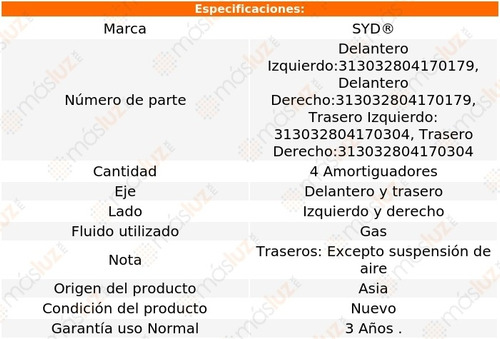 Kit 4 Amortiguadores Gas Venture Chevrolet 97/05 Syd Foto 2