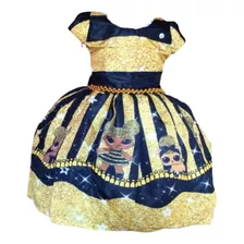 Vestido Lol Queen Bee Gliter Dourado Super Luxinho 