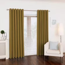 Cortina Para Sala E Quarto 300x280 Com Ilhos Para Varão Cor Mostarda