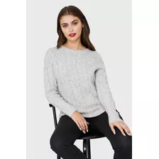Sweater Trenzado Tipo Lana Gris Nicopoly