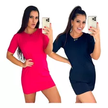 Kit 2 Vestido Camisetão Blusao Feminino Camisa Mulheres Top