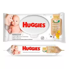 Kit 24 Lenço Umedecido Huggies Puro E Natural Com 48 Toalhas