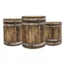 Trio Capas De Cilindros Barril Madeira Boteco Veste Fácil