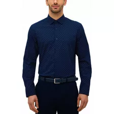 Camisa Formal Estampada Navy Perry Ellis