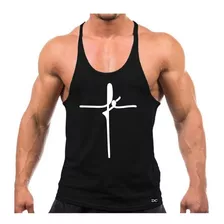 Camiseta Regata Cavada Masculina Academia Musculação Fé