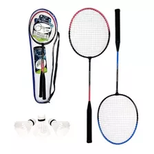 Kit Badminton 5 Peças 2 Raquetes 3 Petecas 1 Bolsa Esporte