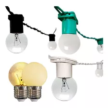 Varal De Luz Cordão Iluminação Gambiarra 50m C/lâmpadas 15w Cor Preto Transparente 15w220v