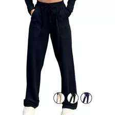 Calça De Moletom Feminina Inverno Pantalona Wide Leg