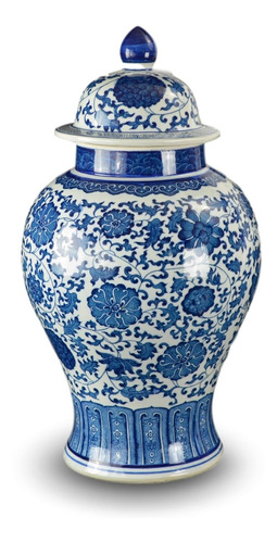 20  Clásico Azul Y Blanco Porcelana Cerámica Floral Templo J