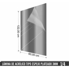 1/4 De Lamina Acrílica Espejo Plateado 1.20 Cm X 0.60 Cm
