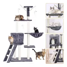 Mueble Rascador Para Gatos Casa Juguete Cuerda Arbol 112 Cm