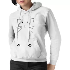 Blusa De Frio Moletom Gatinho Gato Feminino Canguru Capuz