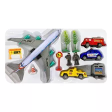 Kit Aeroporto Infantil Fenix 12 Peças Avião De Brinquedo Car