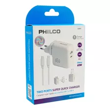 Cargador Philco Turbo 65w Usb-c Notebook Smartphone 