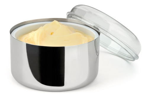 Margarineira Mantegueira Aço Inox Redonda Com Tampa 350g