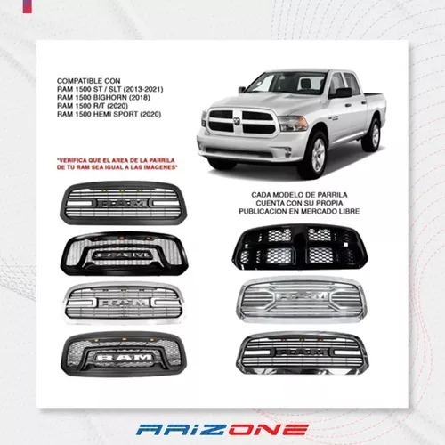  Parrilla Dodge Ram 1500 Cromada Luz Led Ambar 2013-2018 Foto 7