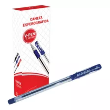 Caneta Esferográfica 1mm 12un Azul V-pen Atacado Vmp