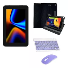 Tablet M7 64gb 4gb Com Kit Teclado + Mouse Roxo E Capa