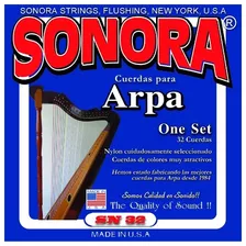 Encordado Sonora Arpa Llanera Sn32 Cuerdas Nylon De Colores 