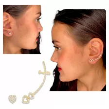 Brinco Feminino Ear Cuff Dourado Folheado Estilo Moda Luxo