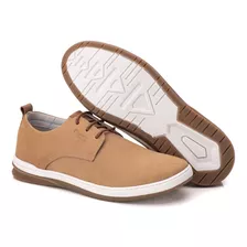 Tenis Masculino Casual Oxford Couro Leve Palmilha Ultra Gel