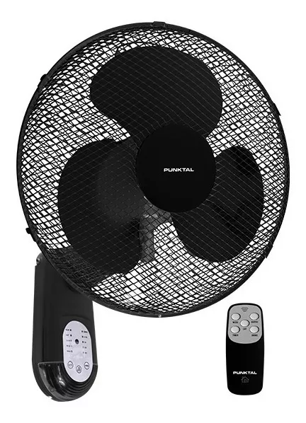 Ventilador De Pared Punktal Pk-422 Negro Con 3 Aspas, 40 cm De Diámetro 220 v