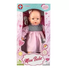 Boneca Estrela Meu Bebê Branca Vestido Rosa 60cm - Original