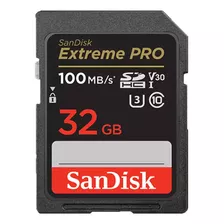 Sandisk Cartão De Memória Sd 32gb Para Câmera 100mb/s U3 4k