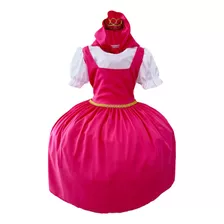 Vestido Fantasia Menina E O Urso Pink C/ Lenço Princesas