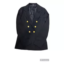 Blazer Negro Sastrero Botones Dorados