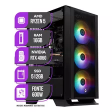 Pc Gamer Mancer, Ryzen 5, Rtx 4060, 16gb Ddr4, Ssd 512gb