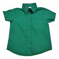 Camisa Social M Curta Infantil Menino Verde Escura/ 1 A 4